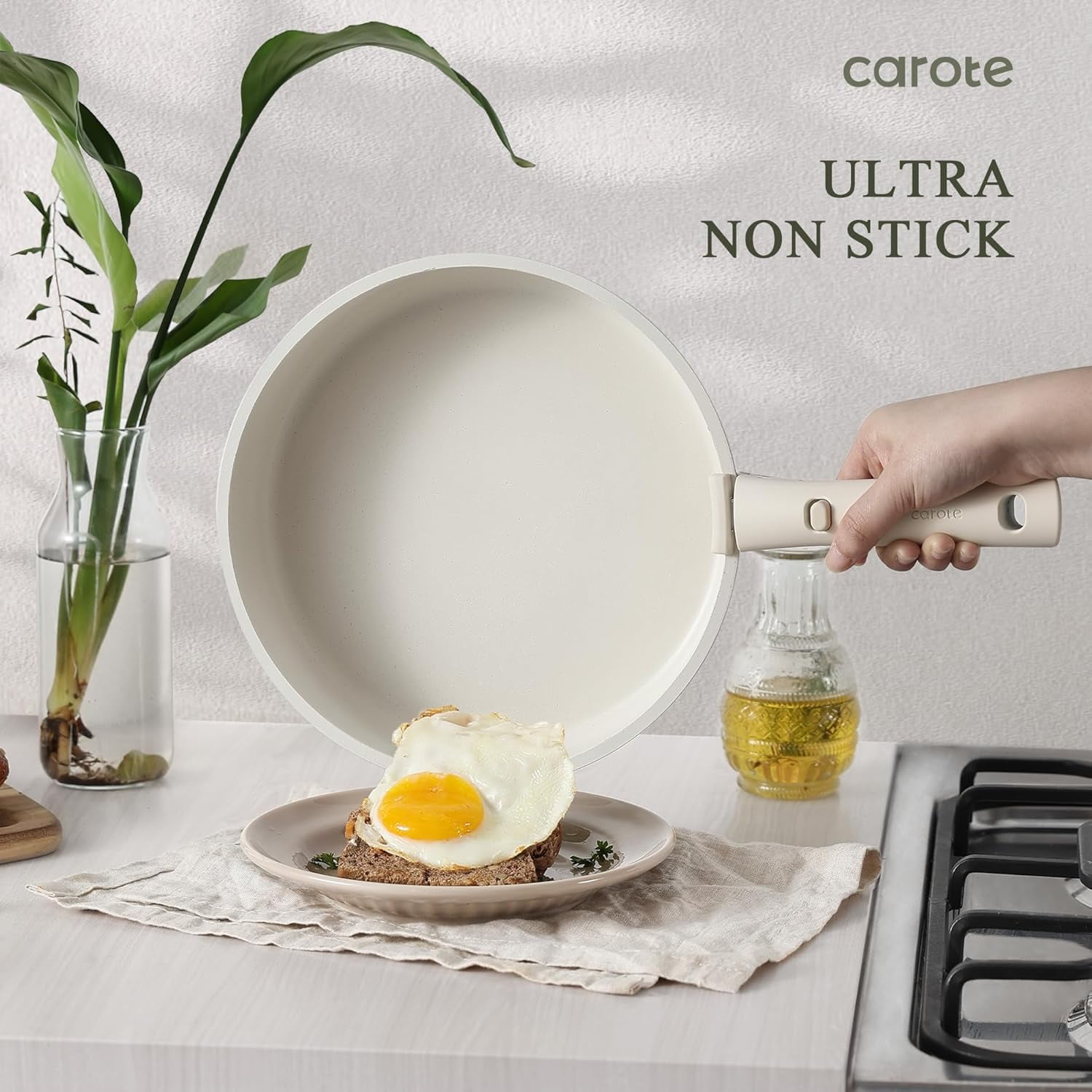Carote Detachable Handle - Universal Removable Handle for Pots and Pans, White