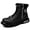 black, variant on Men's Brown Short Combat Martin Boots, Lace Up Side Zipper Split Cowhide Round Toe Motorcycle Boots, 2026 Summer New Arrival