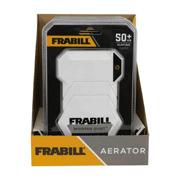 Frabill Whisper Quiet Aerator, 55  Hour Run Time, Anti Back-Flow Check Valve, Includes Metal Clip