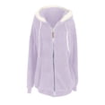 thumbnail image 4 of WIZUTIZ Women's Plus Size Winter Warm Zip Up Hoodie Coat Loose Fleece Long Sleeve Solid Color, 4 of 5