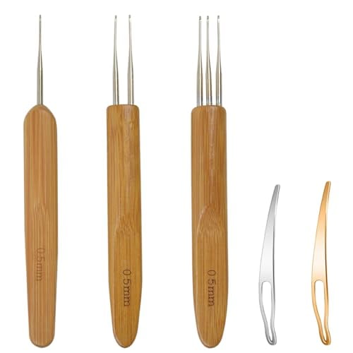 5 Pieces Dreadlock Crochet Hook for Hair Dreadlocks Crochet Needle with Interlocking Tool for Locs Braid Craft (0.5mm)