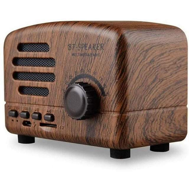 Mini Vintage Radio, Portable Retro AM FM Support Card Receiver, Stereo Shortwave Pocket USB Bluetooth Speaker with Rechargeable Battery