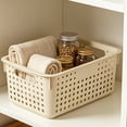 thumbnail image 6 of Plastic Storage Basket Organizer, Fmnung Kitchen Cabinet Storage Bin with Breathable Holes, Stackable Vegetable Fruit Holder for Snacks Sundries, Desktop Home Organization, 9.8 x 3.9 x 6.7 Inch, 6 of 7