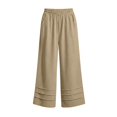 thumbnail image 2 of Yteetum Women's Cotton Linen Wide Leg Pants Baggy Elastic Waisted Palazzo Pant Summer Fall Casual Solid Loose Comfy Trousers, 2 of 9