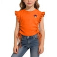 thumbnail image 5 of Hrsba Girls T Shirt Solid Color Short Sleeve Ruffle Crew Neck Top With Drawstring For Girls Casual Summer Soft Lightweight Cute Fashion Top, 5 of 6