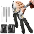 thumbnail image 1 of Black Anti-Slip Grip Gear Lock Nail Clipper Set with Ultra-Sharp Curved Tips for Thick Hard & Ingrown Toenails, Ergonomic Angled Clippers, 1 of 9