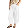 thumbnail image 3 of Breezora Women's Fashionable Casual Bucket Pants Cotton Linen Wide Leg Loose Fit Summer Breathable With Pockets, 3 of 6
