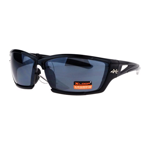 xloop exposed lens rectangular sport warp color mirror sunglasses yellow