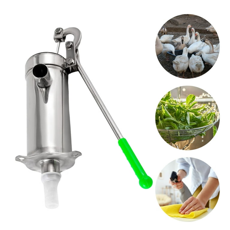 Aiqidi Hand Pressure Deep Well Water Pump Stainless Steel Manual Water Jet  Pump Domestic Well Hand Shake Suction Pump for Garden Yard 