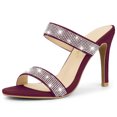 thumbnail image 1 of BLISSFUL STEP Women's Open Toe Stiletto High Heel Rhinestone Mules Sandals, 1 of 6
