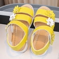 thumbnail image 5 of TOWED22 Girls Sandals Kids Open Toe Flat Sandals Ankle Strap Dress Shoes for Toddler Little Big Kid Yellow,10, 5 of 8