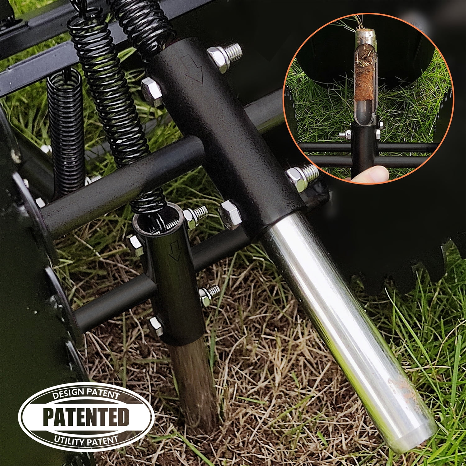 K.D STONEDGE Patented Rolling Lawn Coring Aerator Yard Grass Pulling Plugs Manual Aeration Tool Push Roller Rotary Compacted Garden Soil Loosening
