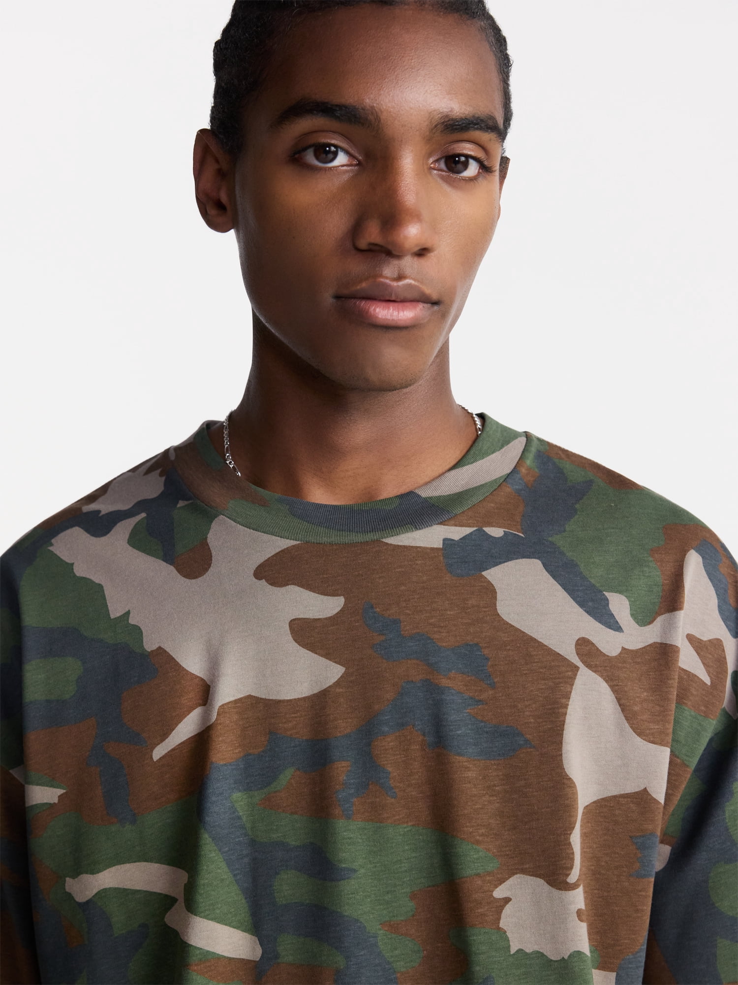 No Boundaries Cotton Oversized Cropped Tee with Short Sleeves, Men's and Big Men's XS-5XL