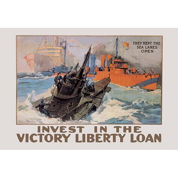 They Kept the Sea Lanes Open - Invest in the Liberty Loan Museum quality giclee print canvas wrap(20" x 30")