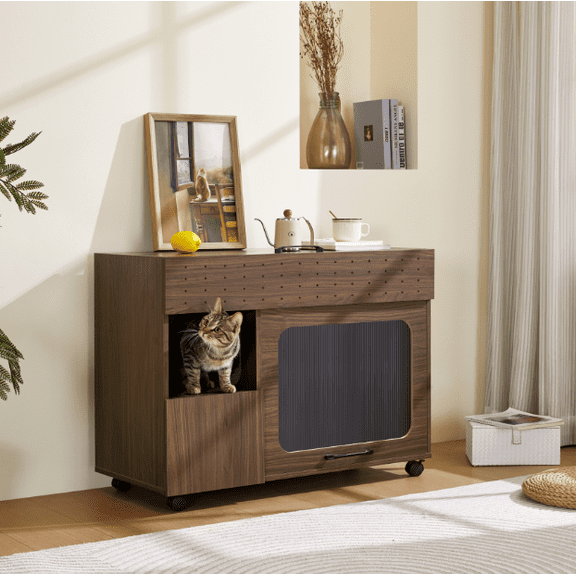 Euroco multi-use Cat litter box house With Storage