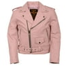 Milwaukee Leather SH2010 Girls Classic Style Pink Leather Motorcycle Jacket Medium
