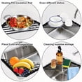 thumbnail image 5 of Small Triangle Roll-Up Dish Drying Rack Over the Sink Corner Kitchen Drainer Organizer Stainless Steel with Silicone Coating 1-Piece Universal Fit Black, 5 of 7