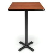OFM Model XTC24SQ 24" Multi-Purpose Cafe Height Square Breakroom Table with X-Style Pedestal Base, Cherry