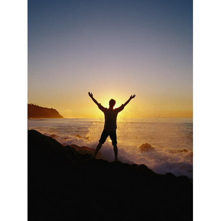 Man, Sunset, and Waves, Palos Verdes Peninsula, CA Print Wall Art By Francie (Best Hiking Trails In Palos Verdes Ca)
