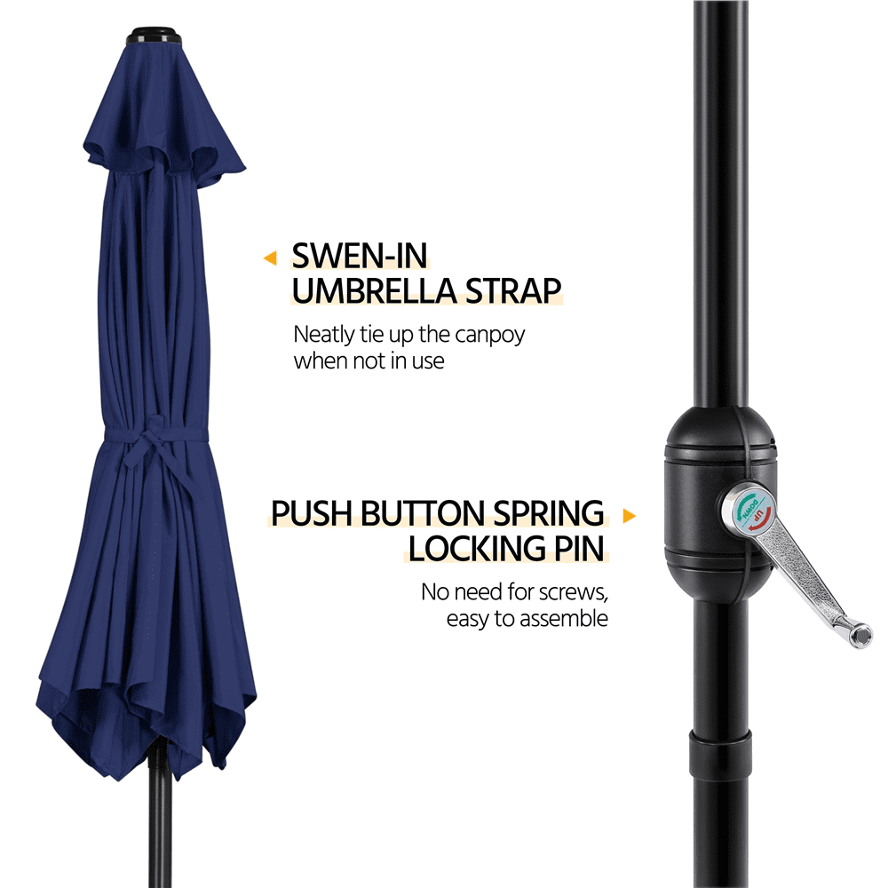 Renwick 7.5Ft Outdoor Patio Umbrella with Push Button Tilt and Crank, Navy Blue