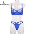thumbnail image 1 of Conjunto de ropa interior sexy para mujer, pestañas de malla, sujetador de encaje, ropa interior, regalo, azul real, L Inevent XX000055-18, 1 of 7