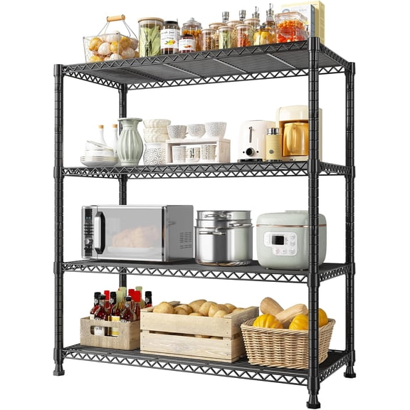 QHTER 35.5" W Wire Shelving Storage Shelves Metal Shelves Heavy Duty Shelving, Adjustable Garage Storage Wire Shelf Pantry Shelves for Kitchen Rack, Bedroom, 35.5''W x 14''D x 59''H