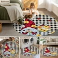 thumbnail image 6 of Round Rugs 4 Ft, Gnomes Daisy Non Slip Area Rugs for Kitchen Bedroom Entryway, Retro Farmhouse Floral Black Buffalo Plaid Washable Carpet Runner Rug Floor Mats for Bedroom Home Decor, 6 of 9