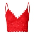 thumbnail image 4 of WREESH Womens Lace Corset Tops Bralette Vest Crop Wireless Bra Lingerie V-Neck Lace Underwear Camisole Red, 4 of 7