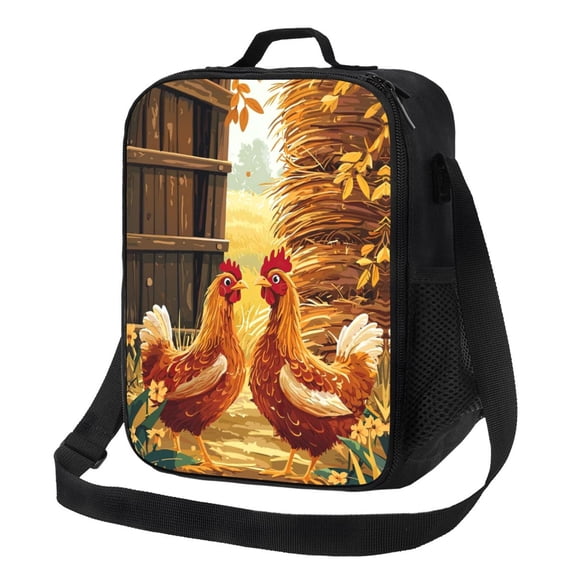 Chicken Lunch Bag Reusable Lunch Box Insulated Tote Bag with Adjustable Shoulder Strap