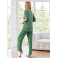thumbnail image 4 of Ekouaer Lounge Sets for Women Ribbed Pajama Set Short Sleeve Top and Long Pants Set with Pockets Sleep Set, 4 of 5