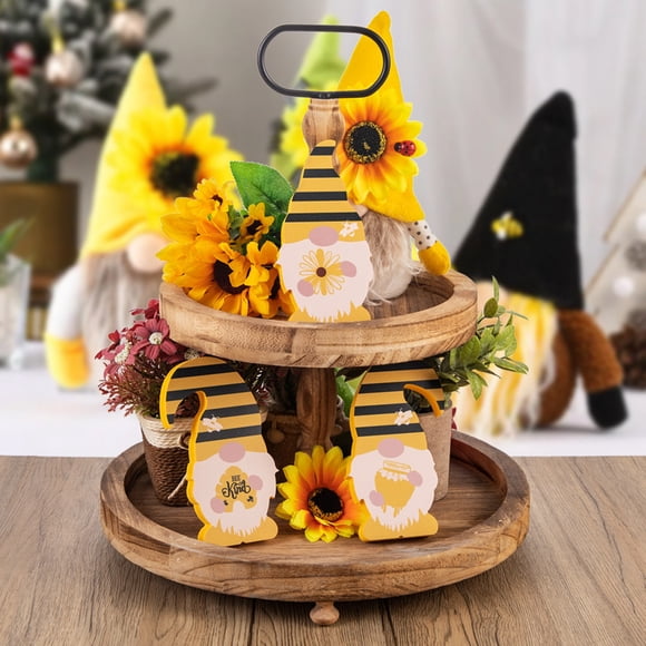 YAOMOBB Tray Desktop Sign Ornamental Tray Set Burr free Honeybee Festival Tiered Tray for Household Décor