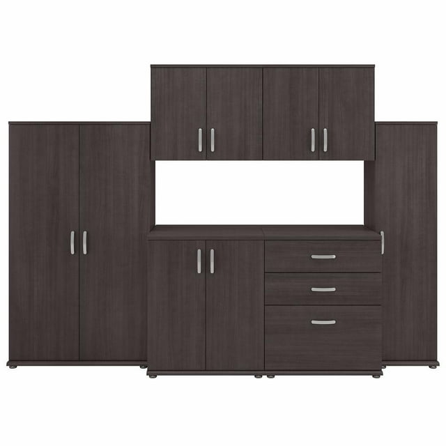 Bush Business Furniture Universal 6 Piece Modular Garage Storage Set with Floor and Wall Cabinets - Storm Gray