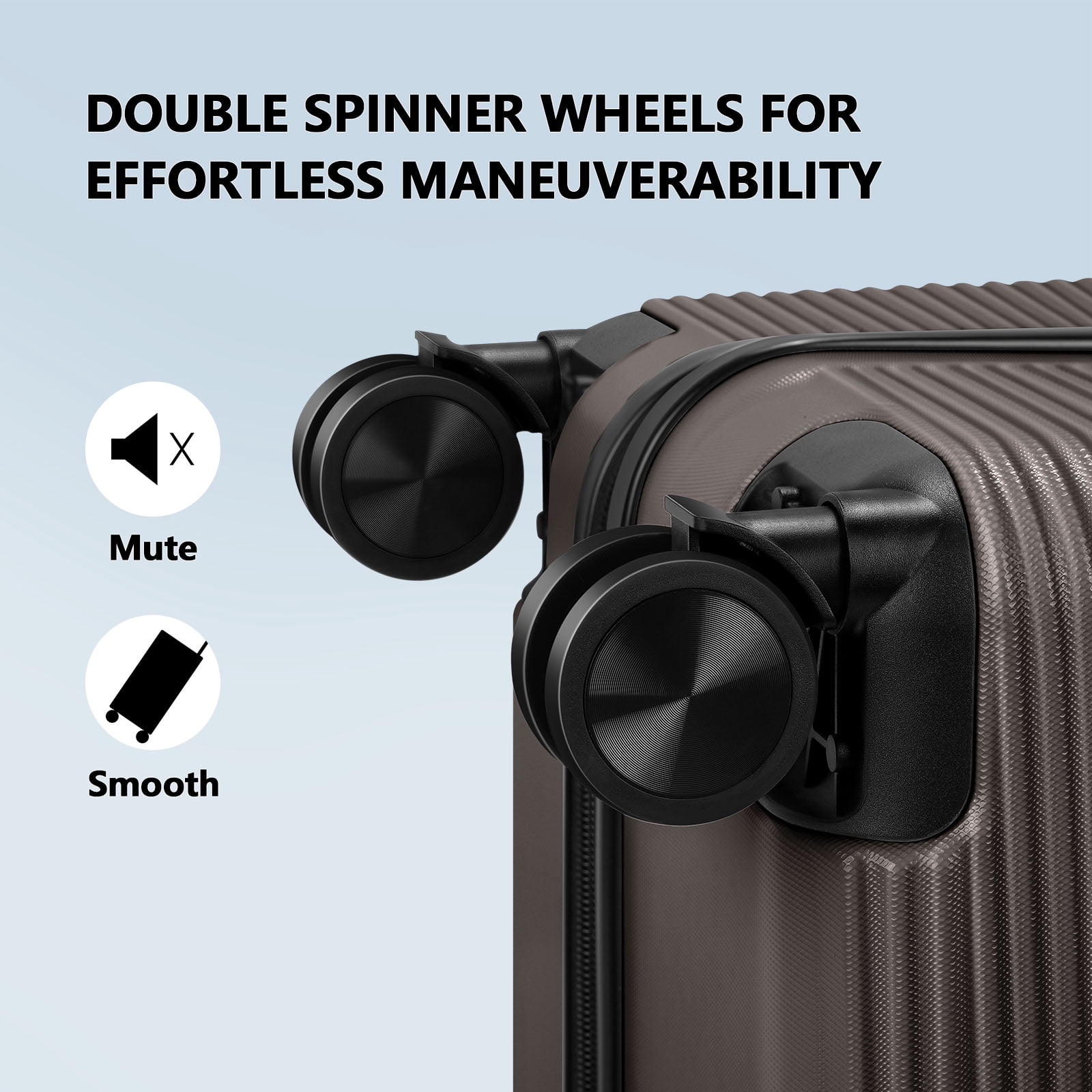 Hikolayae Hardside Spinner Luggage Sets in Coffee Brown, 3 Piece, TSA Lock
