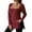 Wine, variant on AherBiu Plus Size Tops for Women Square Neck Long Sleeve Ribble Knitted Side Slit Casual Loose Tunic Shirt Blouse