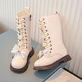 thumbnail image 2 of Eltusu Little Girls Riding Boots, Thermal Lace-Up Breathable Mid-Calf Winter Shoes White Size 13(Little Kids), 2 of 5