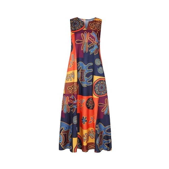 Guardurnaity Mujeres verano primavera Sexy estampado cuello en V vestido largo fiesta banquete niñas vestidos señoras Clubwear ropa Vestidos Naranja 2XL Guardurnaity AP018683-05