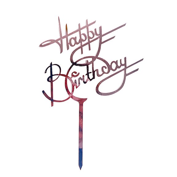 Acrylic Happy Birthday Cake Topper, Stylish Cursive Cake Pick for Birthday Party Dessert Table Decoration