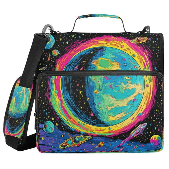 YAZAOO Zipper Binder trapper keeper Documents Organized Design Colorful Planet and Stars Printed