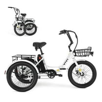 VIVI Electric Tricycle, Peak 750W Brushless Motor Folding Trike Ebike for adults, 20" Aluminum Folding Electric Trike, 48V 499Wh Removable Battery, Max 15.5MPH, SGS Certified to UL2849