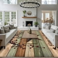 thumbnail image 3 of Texas Star Vintage Area Rugs 8'x10', Washable Small Throw Rugs for Living Room Patio, Berry Sage Green Brown Wooden Indoor Outdoor Rug Non-Slip Low Pile Carpet Runner Reversible Floor Mats, 3 of 8