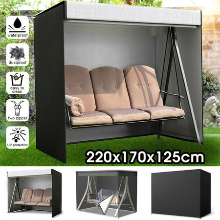 Swing Seat Covers 210D 3-Seater Swing Seat Chair Hammock Cover Outdoor Garden Patio Furniture Dust Cover Waterproof Sun Protection Cover Moisture-proof ()