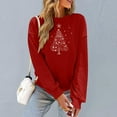 thumbnail image 7 of asdoklhq Long Sweaters for Women's Round Neck Hoodless Christmas Printed Casual Loose Sweatshirt Wine XS, 7 of 7