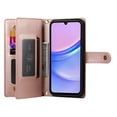 thumbnail image 3 of For Samsung Galaxy A15 4G/5G 6.5-inch Wallet Case for Women Men Multi-Card Slots Zipper Pocket Lanyard Strap Wristlet Leather Phone Case,Pink,For Galaxy A15, 3 of 7