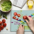 thumbnail image 3 of Birthday Cutting Board, Surprise in a Box Theme Doodle Style Cheerful Spirals Stars Happiness, Decorative Tempered Glass Cutting and Serving Board, Large Size, Multicolor, by Ambesonne, 3 of 5