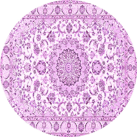 Ahgly Company Indoor Round Medallion Pink Traditional Area Rugs, 6' Round