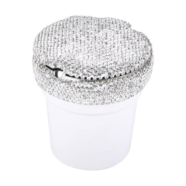 Coche Accesorios Extraíble Basura Bote Bling Imitación Cristal Cenicero White