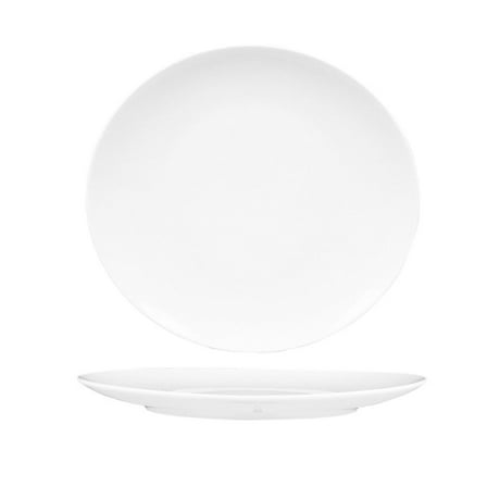 Porcelain Elips 10.25" x 9.5" Oval White Porcelain Plate (Set of 4)