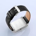 thumbnail image 4 of Reloj de cuarzo casual de negocios para hombres Reloj rectangular de cuero con correa de caja de acero inoxidable (negro, blanco, gris, oro rosa) Blanco, 4 of 5