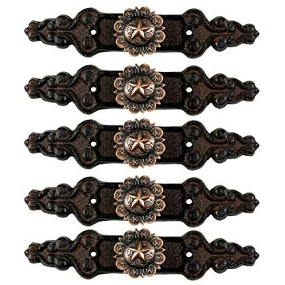Urbalabs Cast Iron Copper Large Concho Star Knobs Kitchen Cabinet Handles and Drawer Pulls Antique Country Home Rustic Decor Farmhouse Cabinet Handle Western Dresser Pulls