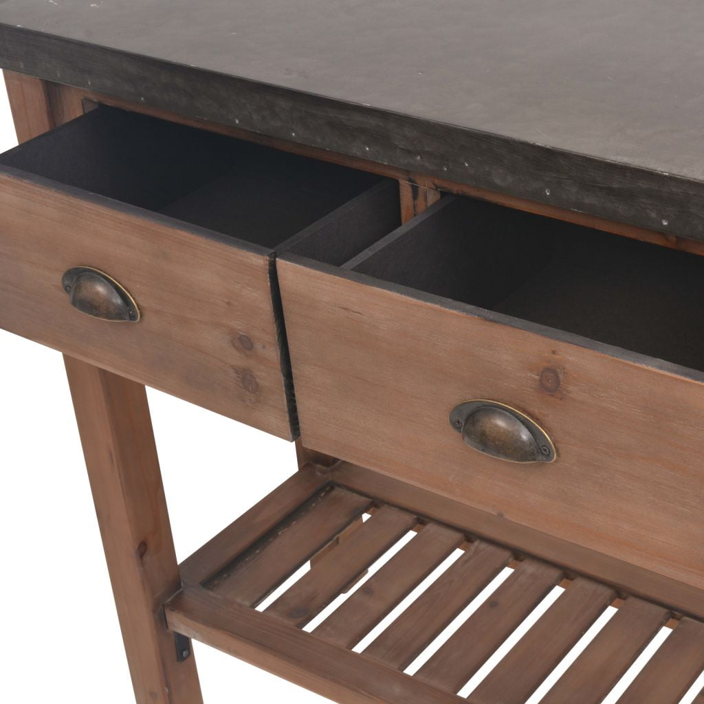 Kepooman Console Table with 3 Drawers for Living Room, Brown Kepooman Console Table with 3 Drawers for Living Room, Brown